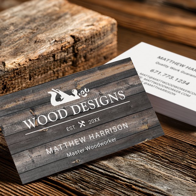 Carte De Visite Texture de bois rustique menuiserie (Rustic Wood Texture Woodworking Business Card)