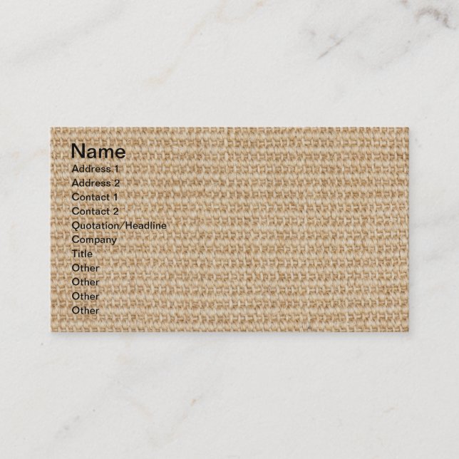 Carte De Visite Texture de Burlap (Devant)