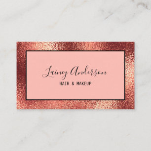 Carte De Visite Texture de feuille d'or rose simple et tendance