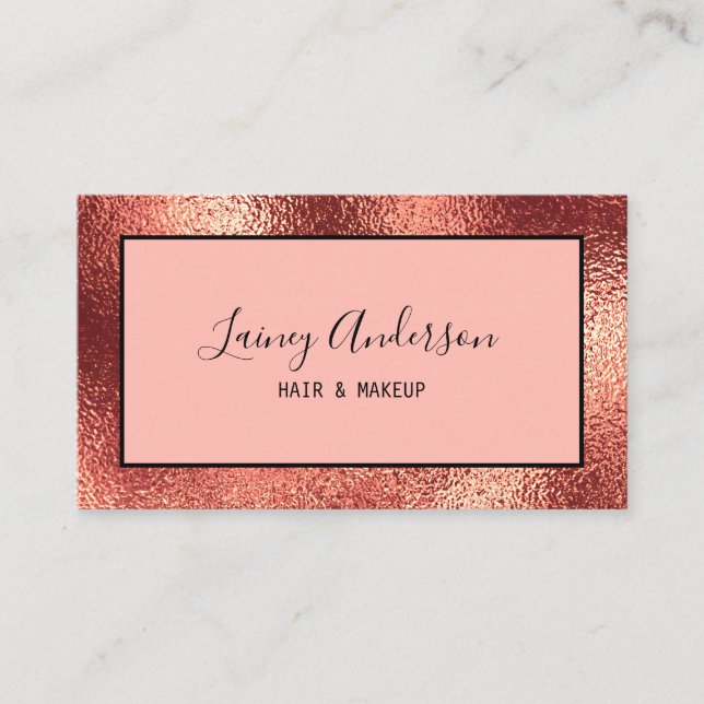 Carte De Visite Texture de feuille d'or rose simple et tendance (Devant)