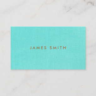 Carte De Visite Texture de lin bleu aqua   Minimalisme élégant