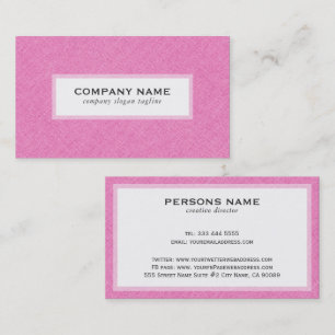Carte De Visite Texture de lin rose sur fond blanc