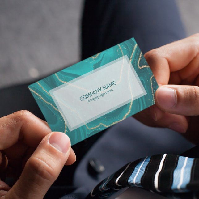 Carte De Visite Texture de marbre liquide turquoise (Créateur téléchargé)