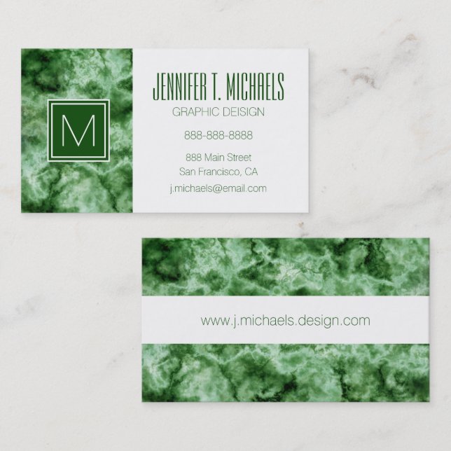 Carte De Visite Texture de marbre verte (Devant / Derrière)