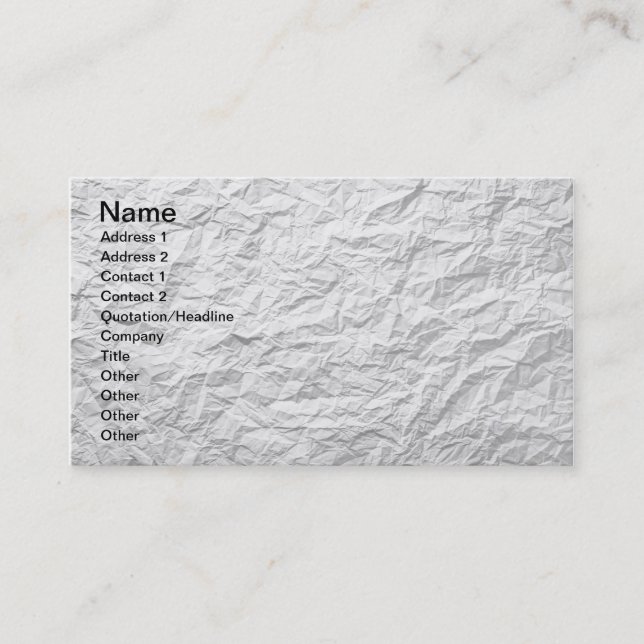 Carte De Visite Texture de papier chiffonnée pour l'arrière - plan (Devant)