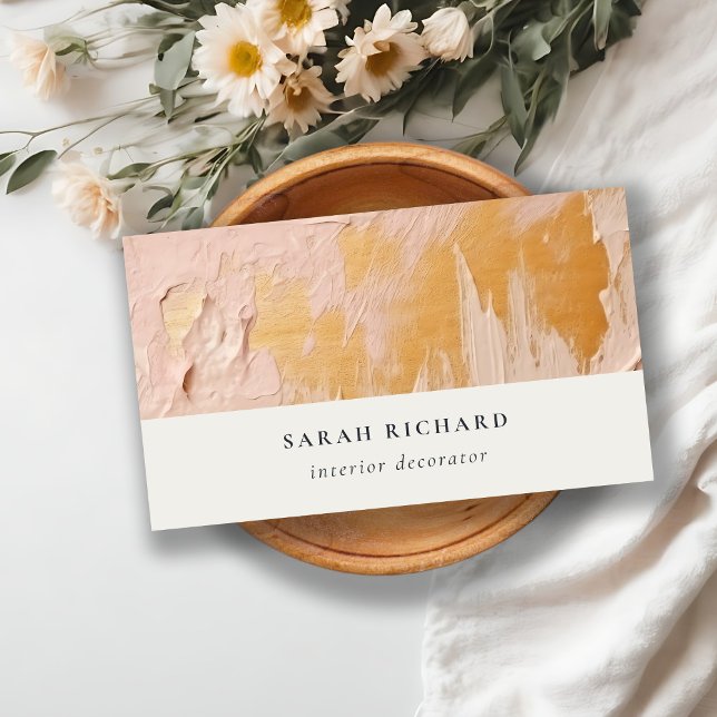 Carte De Visite Texture de peinture à l'huile d'or rose Bush (Créateur téléchargé)