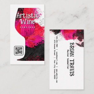 Carte De Visite Texture de peinture artistique   Verre à vin