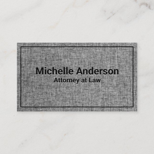 Carte De Visite Texture de tissu gris | Bordure noire (Devant)