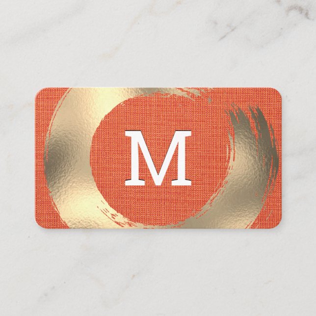 Carte De Visite Texture de tissu orange | Or brossé (Devant)