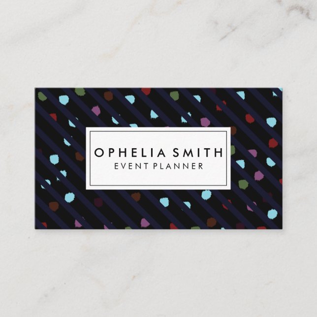 Carte De Visite Texture des bandes et des points chic (Devant)