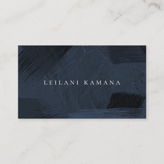 Carte De Visite Texture élégante de pinceau bleu marine (Devant)