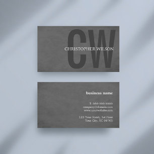 Carte De Visite Texture élégante Gris Gras Monogramme Consultant