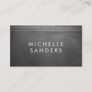 Carte De Visite Texture en cuir gris   Double pointillé