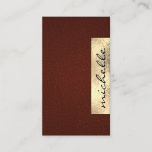 Carte De Visite Texture en cuir riche Géométrique Gold Foil