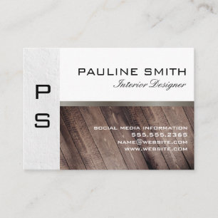 Carte De Visite Texture et bois avec Monogramme