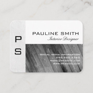 Carte De Visite Texture et bois avec Monogramme