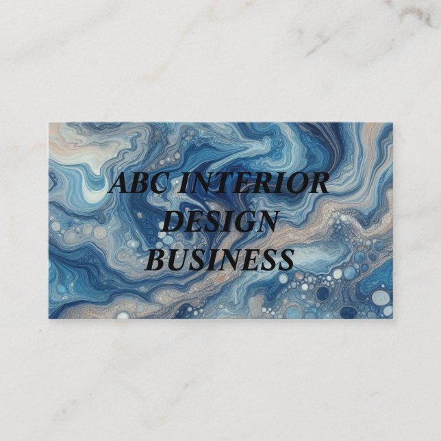 Carte De Visite Texture et typographie de marbre bleu moderne (Devant)