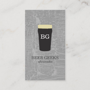 Carte De Visite Texture Gris avec verre de bière avec monogramme