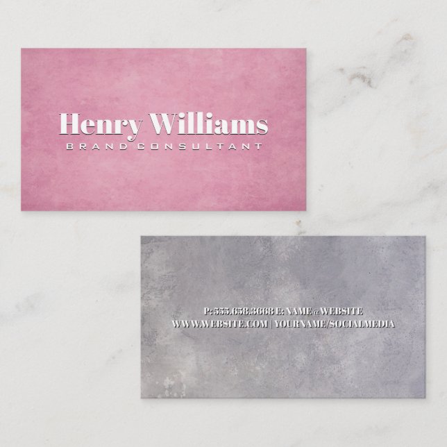Carte De Visite Texture Gris Rose (Devant / Derrière)