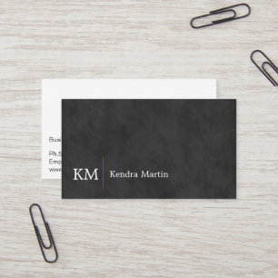 Carte De Visite Texture lisse noire   Initiales