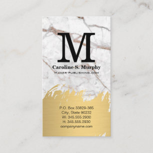 Carte De Visite Texture Marbre blanc   Or brossé