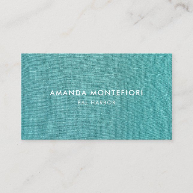 Carte De Visite Texture minimale Aqua Linen Moderne Professionnel (Devant)