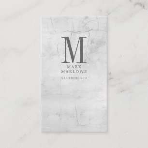 Carte De Visite Texture minimale du marbre monogramme