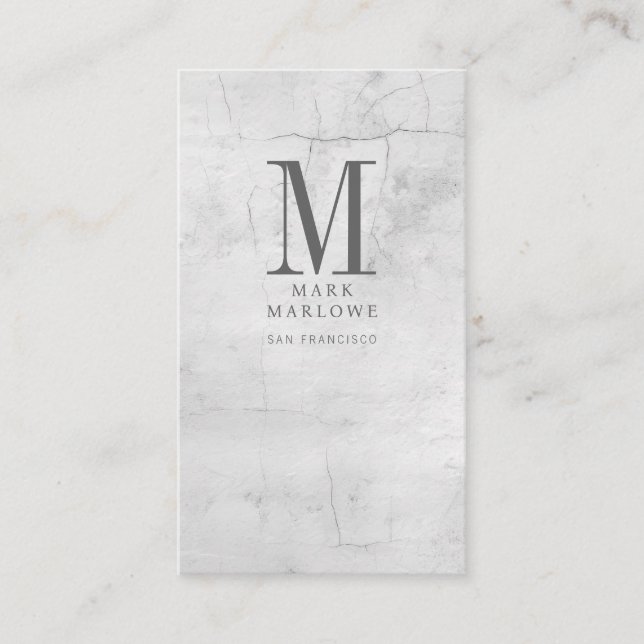 Carte De Visite Texture minimale du marbre monogramme (Devant)