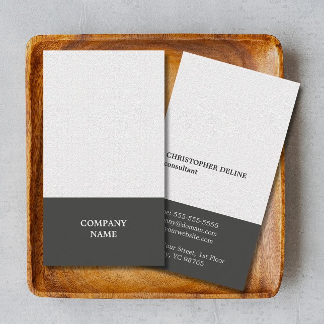 Carte De Visite Texture moderne élégante Blanc Grey Consultant (Créateur téléchargé)