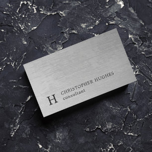 Carte De Visite Texture moderne élégante Gris Monogramme Consultan