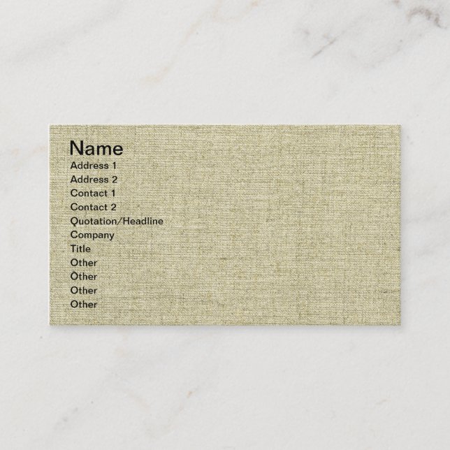 Carte De Visite Texture naturelle de toile de toile (Devant)