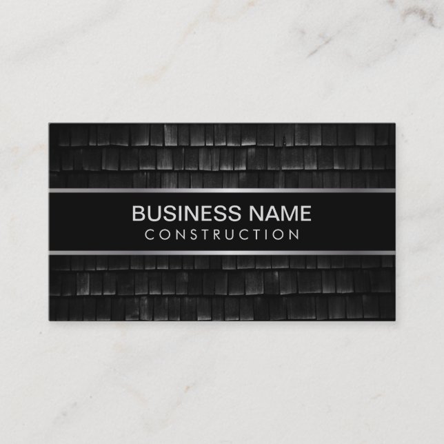 Carte De Visite Texture noire professionnelle de construction (Devant)