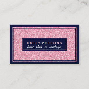 Carte De Visite Texture Parties scintillant rose doux Accents bleu