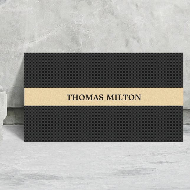 Carte De Visite Texture professionnelle élégante Black Gold Stripe (Créateur téléchargé)