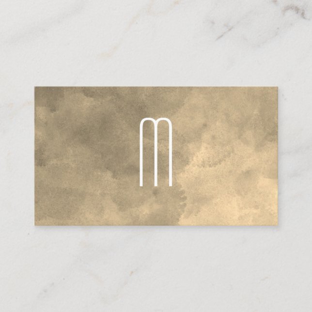 Carte De Visite Texture Sepia Aquarelle Monogramme (Devant)