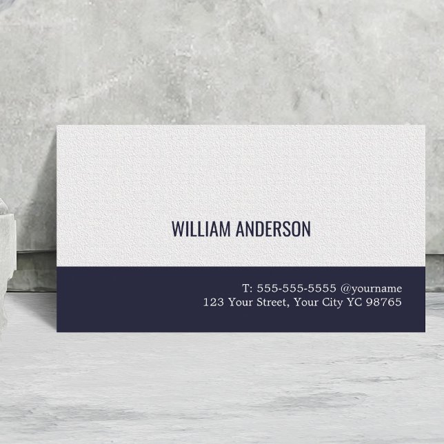 Carte De Visite Texture simple et élégante Blanc bleu Consultant (Créateur téléchargé)
