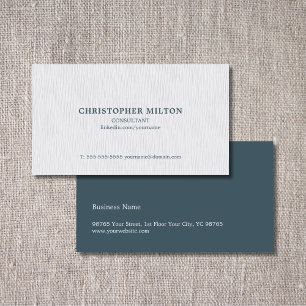 Carte De Visite Texture simple et élégante Blanc bleu Consultant