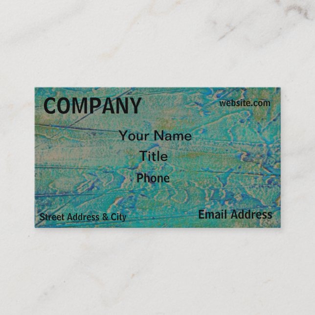 Carte de visite texturisé vert-bleu de rétro art (Devant)