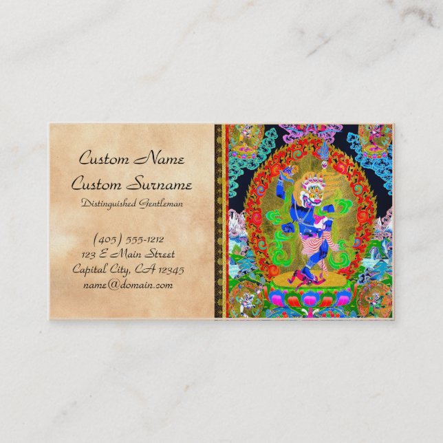Carte De Visite Thangka tibétain oriental frais Simhavaktra Dakini (Devant)