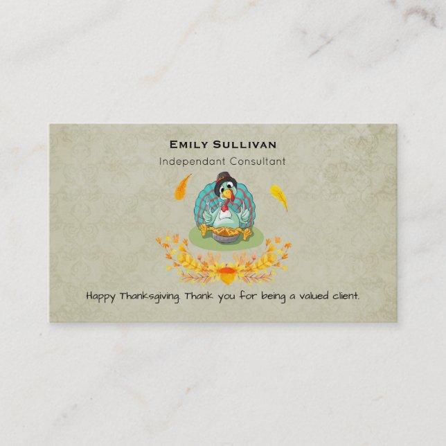Carte De Visite Thanksgiving Turquie manger Citrouille tarte (Devant)