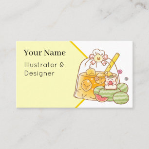 Carte De Visite Thé aux fruits de hamster Kawaii - Boisson estival