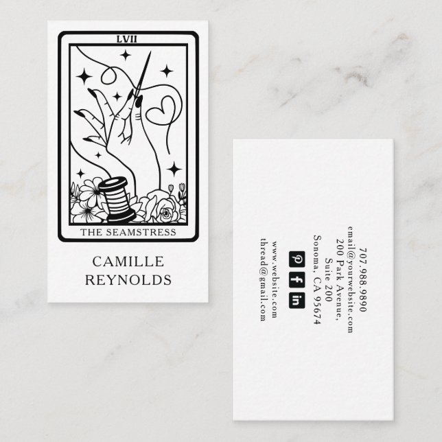 Carte De Visite The Mystical Seamstress Tailor Tarot Business Card (Devant / Derrière)
