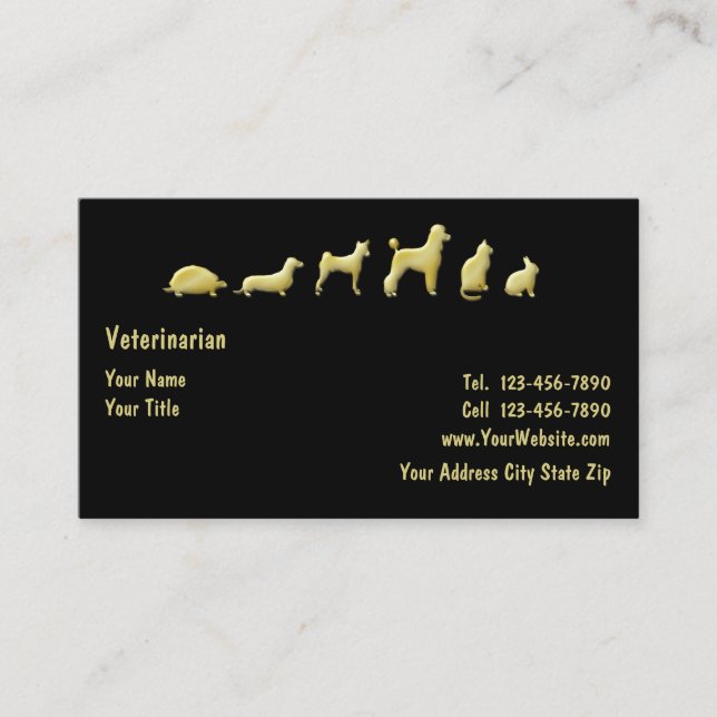 Carte De Visite Thème chic d'animal familier (Devant)