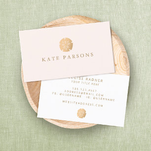 Carte De Visite Thème Côtier Sable Dollar Pastel Rose