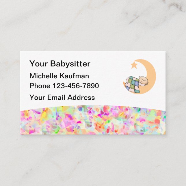 Carte De Visite Thème de Babysitter couleur simple (Devant)