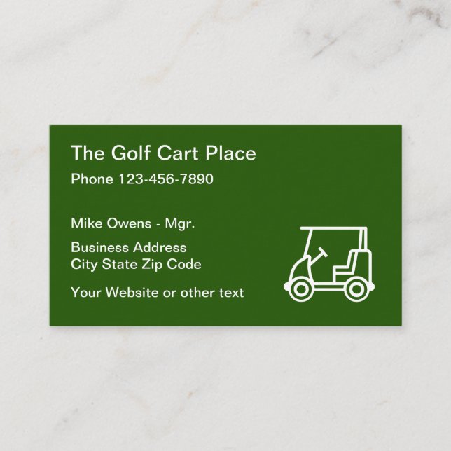 Carte De Visite Thème de chariot de golf (Devant)