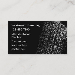 Carte De Visite Thème de douche de service de plomberie 