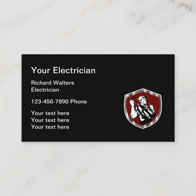 Carte De Visite Thème de l'électricien rétro (Devant)