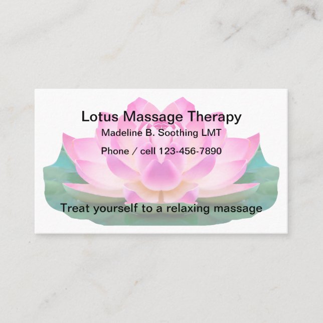 Carte De Visite Thème de massage de conception de fleur de Lotus (Devant)