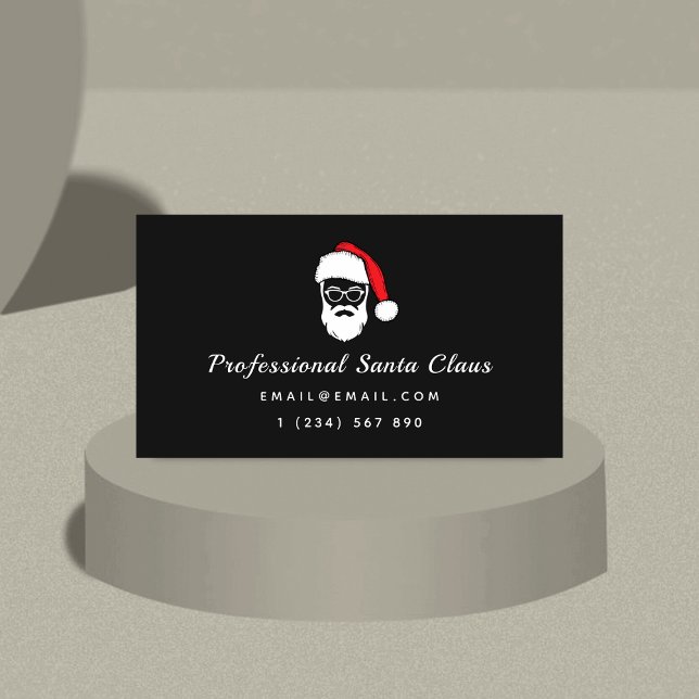 Carte De Visite Thème de Noël Père Noël moderne Minimal Noir simpl (Créateur téléchargé)